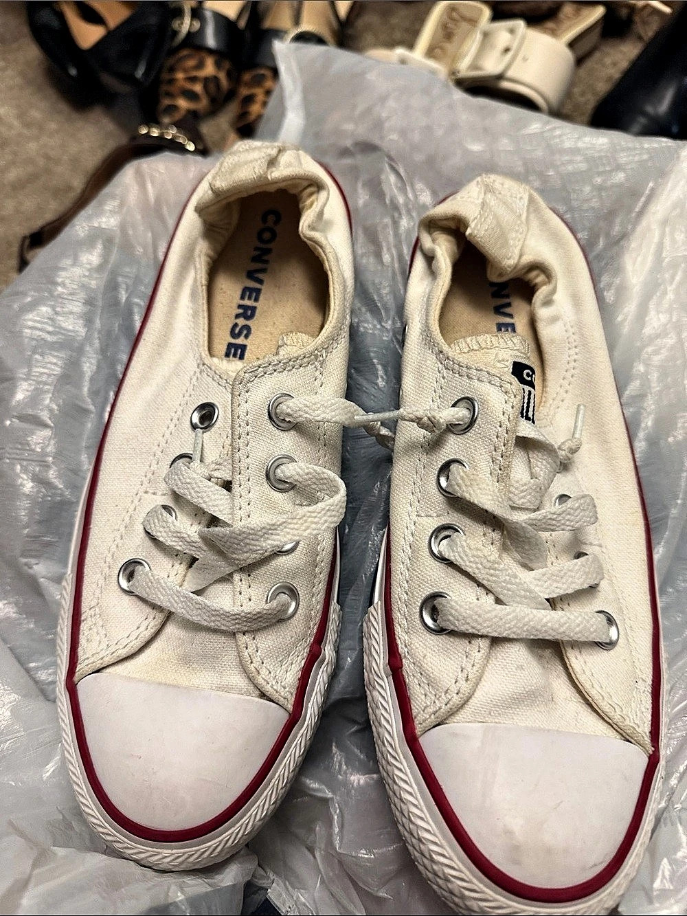 Converse Chuck Taylor All Star High Top Sneakers White & Red US 7